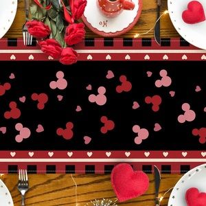 13x72 Table Runner Disney Hidden Mickey Mouse Valentines Day Fabric Mantel Scarf